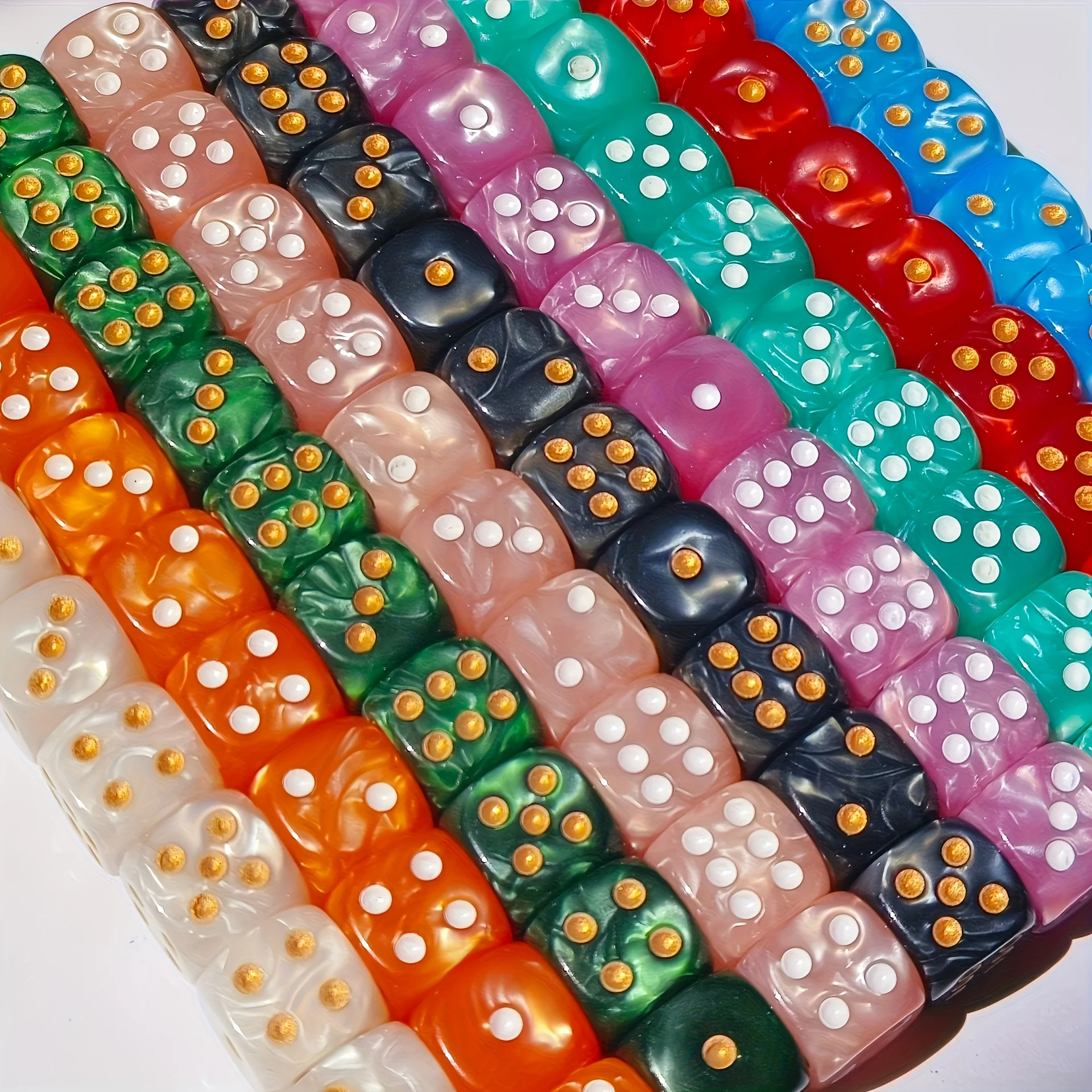10Pcs 12mm Pearl Swirl D6 Dice - огляд і ціна Party Games Board Game