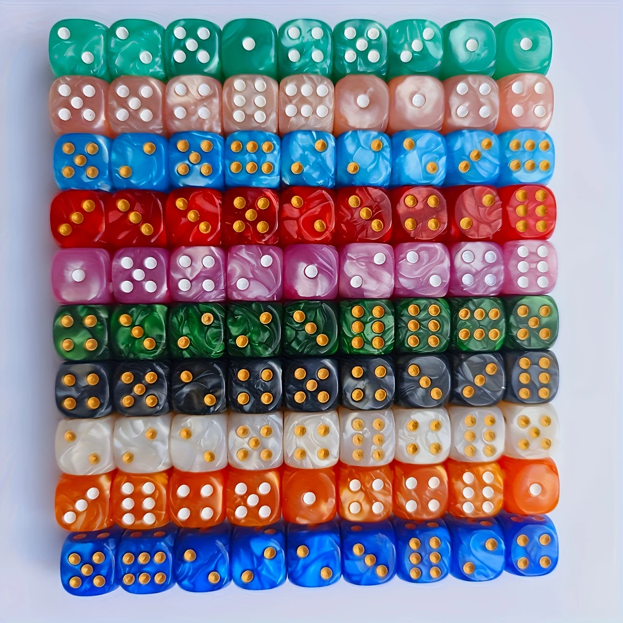 10Pcs 12mm Pearl Swirl D6 Dice - огляд і ціна Party Games Board Game
